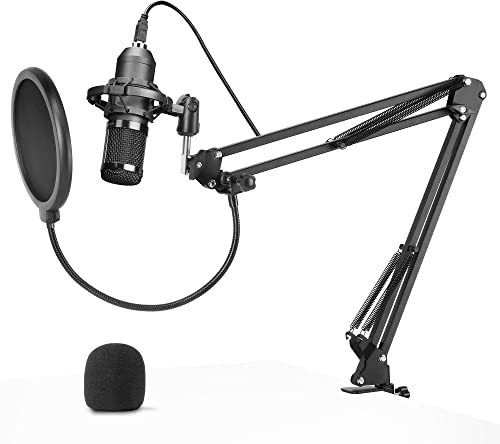 Mars Gaming MMICPRO, Micrófono Profesional USB para Streaming, ASMR, Condensador Cardioide, 196Khz/24-bit, Brazo Mecánico, Doble Filtro, Kit 5 en 1, Plug & Play