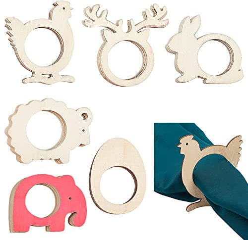 GORGECRAFT Set di 24 portatovaglioli In Legno, Decorazioni per La Tavola Da Pranzo In Legno Naturale Fatte A Mano