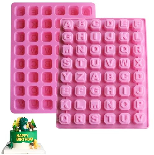 Cyrank 2 Pezzi Stampi in Silicone Lettere Alfabeto Grandi, A-Z 26 Stampo per Cioccolato A Lettere Stampi Silicone Candele Lettere 48 cavità Stampi Silicone Quadrato per Decorare Torte Nuziali