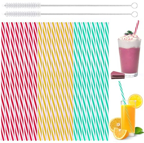 Addein 24 Pezzi Cannucce Riutilizzabile con 2 Spazzole, Cannucce Colorate Riutilizzabili, Cannucce Cocktail per Compleanno, Matrimoni, Natale, Docce Bambino, Celebrazioni e Feste