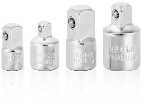 Nikcrlo Stecknuss Adapter, 4 Stück Stecknussadapter Steckschlüssel Set Adapter, 1/4 auf 3/8, 3/8 auf 1/4, 3/8 auf 1/2, 1/2 auf 3/8 für Knarren, Nuss, Steckschlüsseln