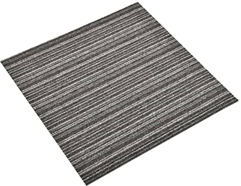 JUNZAI Baldosa de Suelo de moqueta 20 uds, Baldosas De Moqueta, Moquetas para Suelos, Losetas De Moqueta, Alfombra Interior, Alfombras Comedor, 5m² 50x50cm Antracita Rayada