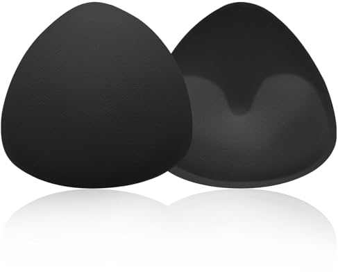 Sibba Lot de 1paar Coussinets de Soutien Gorge Coussinets Push Up Triangulaires Réutilisables Respirants Amovibles pour Le Sport Le Bikini Les Maillots de Bain Noir