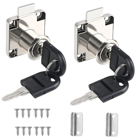 GYWHOOFT Cerraduras para cajones, 2 unidades Cerradura de leva 40 mm, Cerradura de cajón de escritorio, cerradura para armario de seguridad con llave Cerradura diferente para armario para muebles Caja