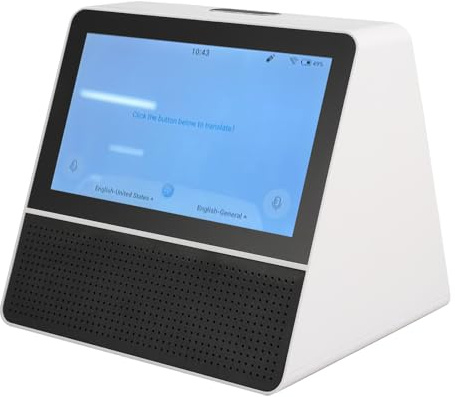 Tonysa Dispositivo Traduttore da Scrivania, Dispositivo Traduttore Aziendale Traduzione Linguistica con Doppio Touchscreen da 7 Pollici con Riconoscimento Vocale, Doppio WiFi, Risposta