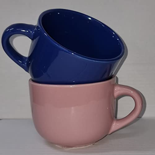 MIELIMON Set de 2 tazones desayuno Tazones De Sopa De Cerámica Taza De Café Grande, Tazas De Sopa Con Asa Apto Para Microondas Y Lavavajillas Para Cereal Postre Ensalada Té Leche de 550 (rosa)