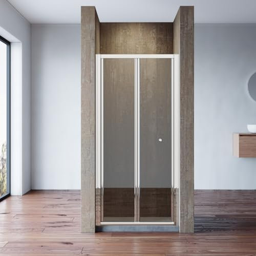 SONNI Cabine de douche en verre transparent avec porte pliante 90 x 185 cm