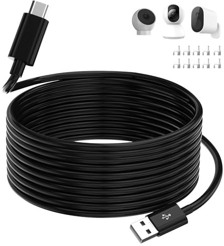 Micro USB Cable 5M, Power extension Cable Compatible with Mi 360°Home Camera 2K Pro/Smart Camera C300,EZVIZ,Wyze Cam,Blink,Eufy,extra long Micro USB Power Charging Cord for Security Cameras,Black
