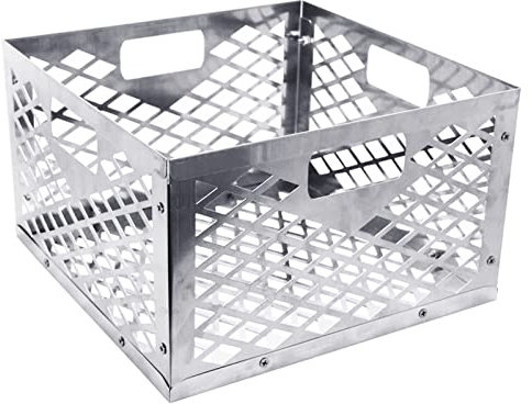 Cestino in acciaio inox per Kamado Joe, resistente braciere a carbone, per griglie offset, 30 x 20 cm, colore argento