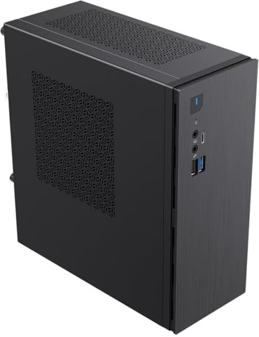 CiT S4i Mini-ITX PC Case with 300W Power Supply – VESA Mountable – 80mm Fan Pre-Installed – USB-C, 1 x USB 3.0, 1 x USB 2.0 – Compact SFF Business Workstation Case | Black