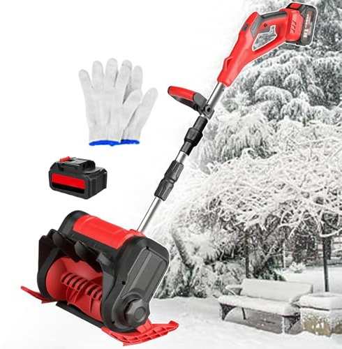 Pala Quitanieves Eléctrica para El Hogar, Quitanieves Recargable, Alcance De 8 M, Quitanieves Plegable con Pértiga De Aleación De Aluminio, para Patios Y Fábricas Red-1battery