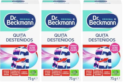 Dr. Beckmann Quita Desteñidos | Elimina con eficacia las manchas y decoloraciones de la colada | Restaura los colores originales | 75 g (Paquete de 3)