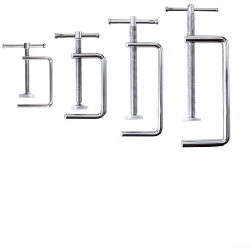 Clamping G Clamp for Woodworking Boards, Steel Construction with Soft Rubber Pads, Provides Stable and Non Damaging Grip for Carpentry and Plastic Workpiece Fixing (A)