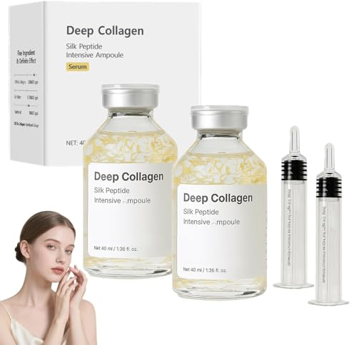 Deep Collagen Silk Peptide Ampoule,Korean Silk Lifting Peptide Ampoule,Silk Peptide Intensive Lifting Ampoule, Silk Peptide Serum, Hydrating & Smoothing Care for All Skin(2 PC)