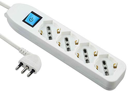 Electraline 62069 Multipresa 4 posti polivalenti (schuko + 10/16A) con interruttore - cavo 1,5 m bianco