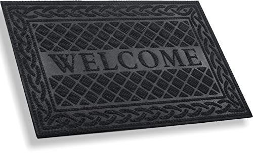 Mibao Fußmatte Außen,Robuster Fußabtreter,45x75 cm Schwarz,Schmutzfangmatte Fußabstreifer,Rutschhemmend Fußmatte,Sauberlauf-Matte,Türvorleger für Innen & Außen, Schwarz