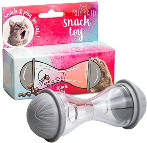 PRETTY KITTY Katzenfutter Spielzeug: Premium Snack Spender und Futterball als Intelligenzspielzeug für Katzen – Kleiner Futterautomat für Katzen Leckerlies – Spielzeug Katze – Leckerli Feeder