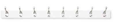 Amazon Basics Wall Mounted Modern Coat Rack for Entryway and Bedroom with Versatile Storage Hooks, Rectangular, 8-Hook, White