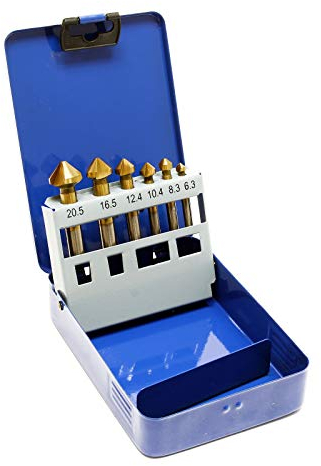 Jeu de 6 Fraise conique en Acier HSS Fraise à chanfreiner Foret Bois Plastique Métal Set outils