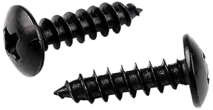 Oneyijun 20 Pcs M3.5 x 20mm Self Tapping Wood Screws Carbon Steel Mushroom Round Flanged Head Fasteners Drilling Screw Black