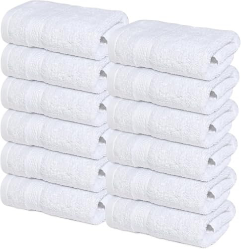Infinitee Xclusives - 12 Pack Face Cloths |30x30 cm| 100% Cotton Wash Cloths - Ultra Soft & Highly Absorbent Fingertip Towels for Spa, Gym, Hotel & Bathroom |Brilliant White|