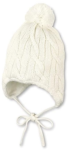 Sterntaler Unisex Kinder Strickmütze Mit Bommel Mütze, Ecru, 53 EU