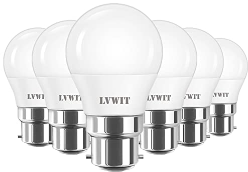 LVWIT B22 LED Lampe ersetzt 60W Glühlampen, 2700K Warmweiß, 6.5W G45 LED Leuchtmittel, 806lm (6er Pack)