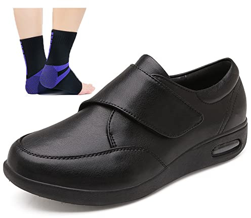 Aocase Zapatos Ortopédicos Diabéticos Edema Piel Zapatos Ancianos Pies Hinchados Fascitis Plantar Zapatillas Al Aire Libre Juanetes Zapatillas Cojín de Aire para Caminar,Negro,39EU