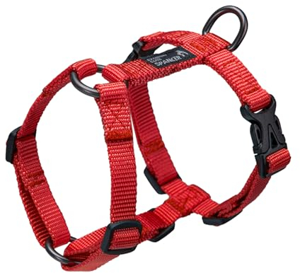 EXCELLENT ELITE SPANKER Verstellbares Katzengeschirr No Pull Kitten Harness Nylon Easy Pet Harness für kleine Kätzchen und Hunde zum Spazierengehen und Wandern Grün Rot Lila(RED)
