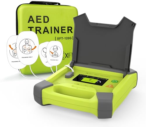 Dispositivo professionale DEA Defibrillatore Simulatore con schermo CPR, 10 scenari di allenamento, istruzioni vocali tedesco/francese/inglese/olandese per allenamento AED con telecomando (XFT 120G)