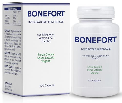 Bonefort Integratore Alimentare per il Benessere delle Ossa | Con Magnesio, Silicio e Vitamina K2 | Pilloliera da 120 capsule