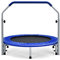 LIFEZEAL Faltbares Trampolin, Mini Rebounder mit verstellbarem Handlauf, Fitness Indoor Minitrampolin für Erwachsene & Kinder, Ø 101 cm, bis zu 150 kg (Blau)