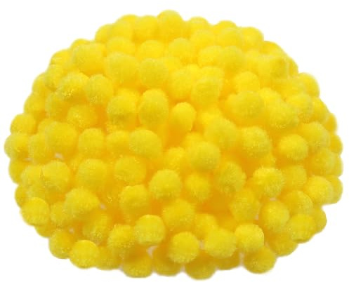TOAOB Circa 300 Pezzi Pom Poms Giallo Mini Piccoli Pompon per Lavoretti Creativi Crafts Decorazioni Artigianato Cucito Fai da Te Circa 8 mm