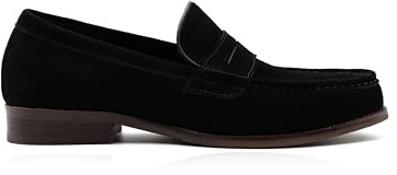Xposed Black Suede Leather Penny Loafers [MA-OUR8689-609-BLACK, 6.5 UK / 40 EU]