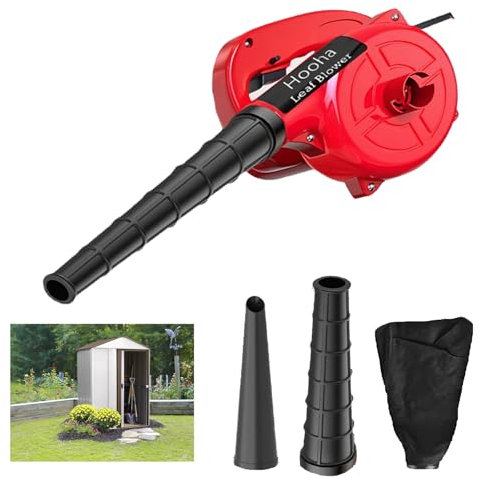 Hooha Soffiatore per foglie, cavo portatile, con 2 accessori e sacchetto per la polvere, 200 km/h, velocità del flusso d'aria 1000 W, leggero elettrico, 1,3 kg, per soffiaggio di trucioli di legno,