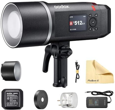 Godox AD600BMII AD600BM II 600Ws GN87 HSS Exterior Outdoor Flash Strobe Monolight,0.01~1.9s Tiempo de Reciclaje,Montura Bowens 10.8V/8940mAh Batería de Litio(Godox AD600BM Actualizado)