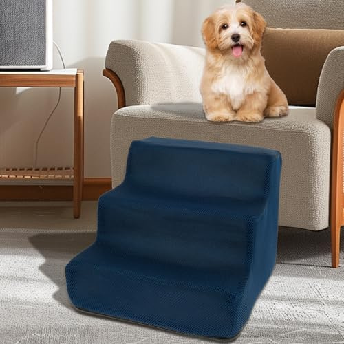 Dog Steps for Bed Small Medium Dogs and Cats 3-Steps High Density Foam Dog Stairs with Detachable Cover Non-slip Pet Stairs Washable Dogs Ramp Ladder for Sofa Low Bed Couch