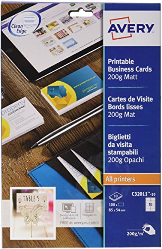 Avery C32011-10 Boîte de 10 Cartes de visite 85 x 54 mm