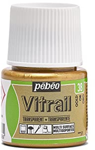 Pebeo Vitrail Stained Glass Effect Glass Paint 45-Milliliter Bottle, Gold,Gold, 050-038