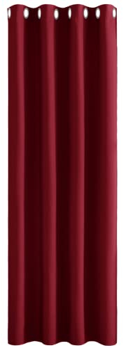 PONY DANCE Single Blackout Curtain - Eyelet Thermal Insulated Christmas Party Decor Curtains for Bedroom, Nursery Room, 1 Panel, W 52 Inch x L 84 Inch, Red