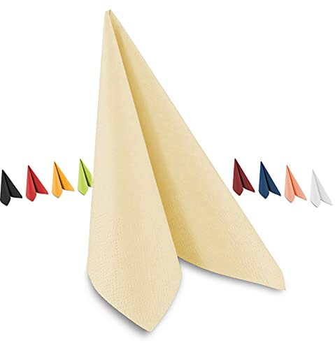 Tafel-Servietten, 3-lagig, 40 x 40 cm, Inhalt 250 Stk., in unterschiedliche Farben, jeweils abgestimmt auf Einrichtung & Dekoration, für Gastronomie & Zuhause, creme