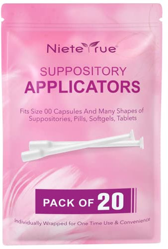 Nieteyrue (20 Packs) Disposable Vaginial Applicators Individually Wrapped Hygienic Fit to Size 00 Cap-sules and Many Shapes of Suppositories, Tablets Feminine Care Applicators from