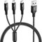 UZAHSK Multi USB Charger Cable 3.5A, 1.8m Charging Cable Nylon Braided Fast Charge Universal 3-in-1 Charging Cord Adapter for IP/Type-C/Micro-USB Ports Compatible with Cell Phones, Tablets (Black)