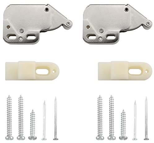 WHYHKJ 2 Sets Spring Loaded Mini Tip Push Catch Release Latch Push to Open Touch Lock Spring Self-Locking Buckle Hinge Cupboard Doors Lock for Furniture Hardware