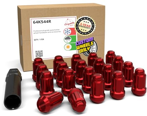Wheel Accessories Parts 20 Pcs M12x1.25 12x1.25 Thread Car Spline 1.38 35mm Long Lug Nuts Red Spline Hex Fits Most Subaru Pass Cars ｜ Nissan Pass Cars