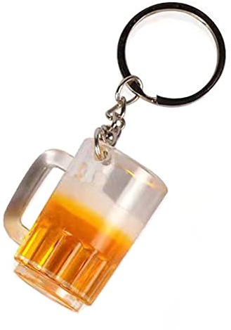 YEHJDSMD Resin Beer Cups Key Chain Simulation Food Handicraft Keychain For Car Bag Key Rings Holder Pendant Jewelry Accessories Gift For Women Men 1PS (B)