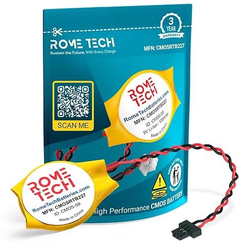 Rome Tech CR2016 CMOS BIOS Battery for HP ProBook 450 G6, G7, 440 G7 - Backup 3V RTC CR 2016 HP Laptop CMOS Battery with 2 Wire Cable