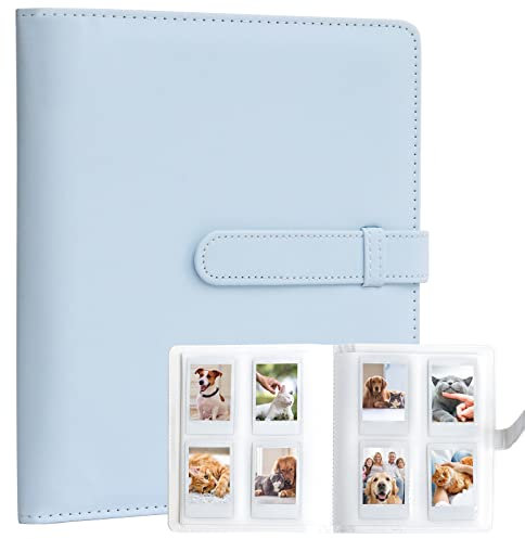 128 fickor mini fotoalbum för Fujifilm Instax minikamera, polaroid tryckknapp, Z2300, SocialMatic Instant Camera & Zip Instant Printer (blå)