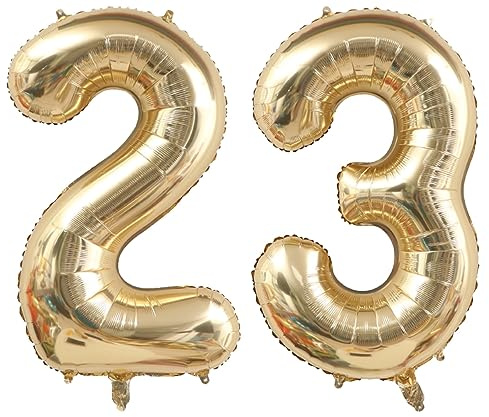 40 Inch Light Gold 23 Number Balloons White Gold Giant 32 Foil Mylar Helium Large Digital Balloon Champagne Gold Birthday Numbers Jumbo Balloons 23rd or 32nd Anniversary Party Decorations Supplies