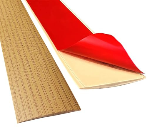 Floor Transition Strip Self Adhesive Laminate Floor Strip Threshold Seam Cover Strip Vinyl Door Floor Trim Elegant Wood Grain Design (Brown Wood Grain, 2/10 FT)